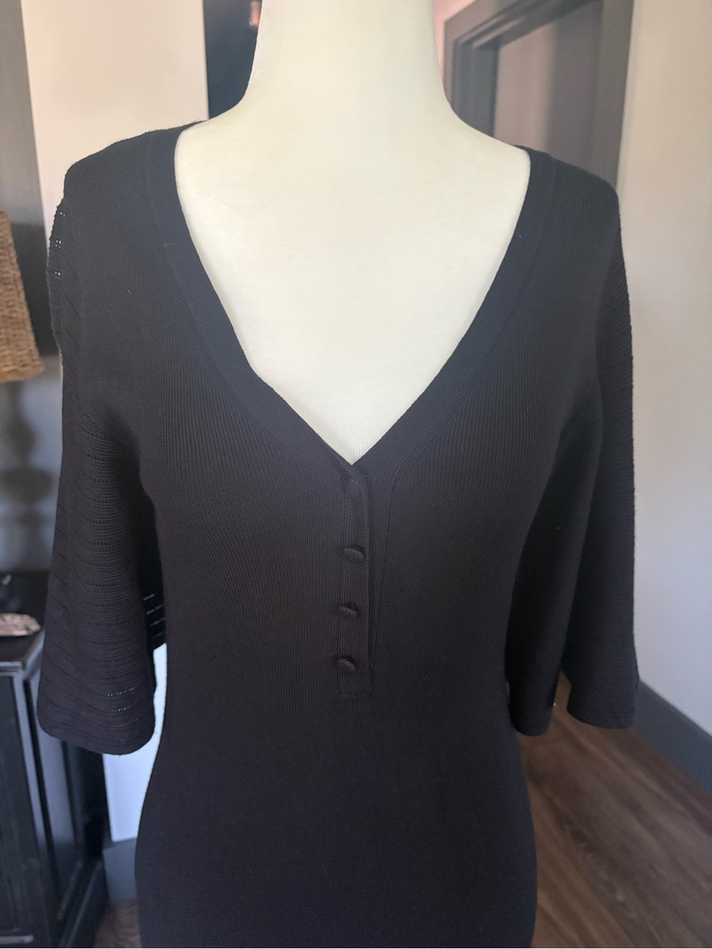 RW&CO. Black V-Neck Maxi Dress.
